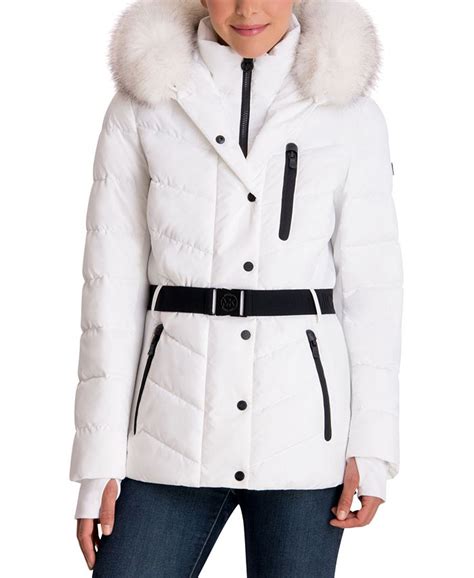 women's faux-fur-trim hooded puffer coat michael kors|macy's michael kors puffer coat.